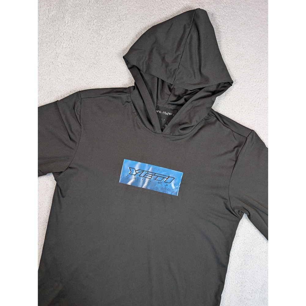 Yeti Cycles Mens Black Long Sleeve Performance Hooded Shirt Size Small Logo
